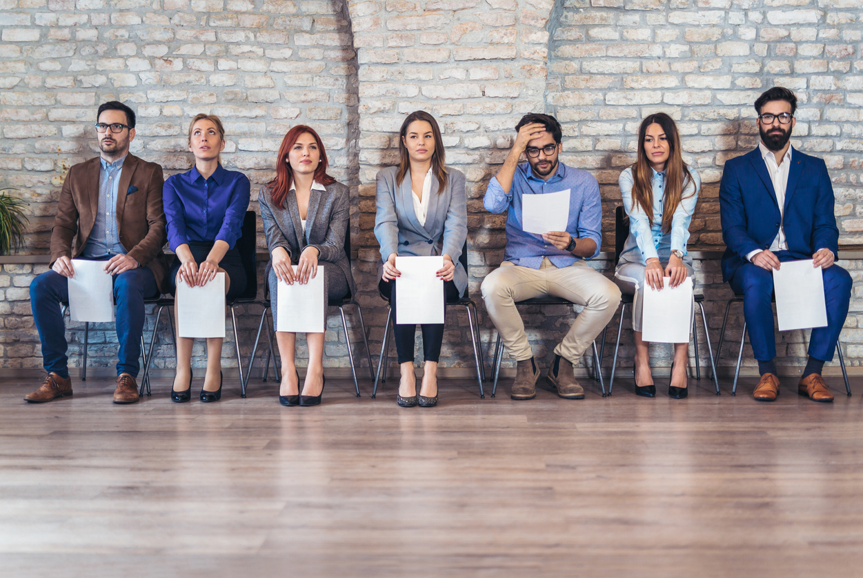 Photo of candidates waiting for a job interview