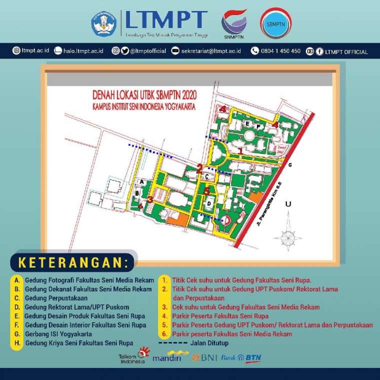 Peta Denah Lokasi Tes UTBK-SBMPTN 2020 di ISI Yogya, Lihat